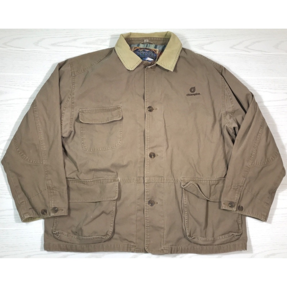 Vintage Flannel Lined Chore Jacket Men XL Dunbrooke Brown Canvas Barnstorm 90s